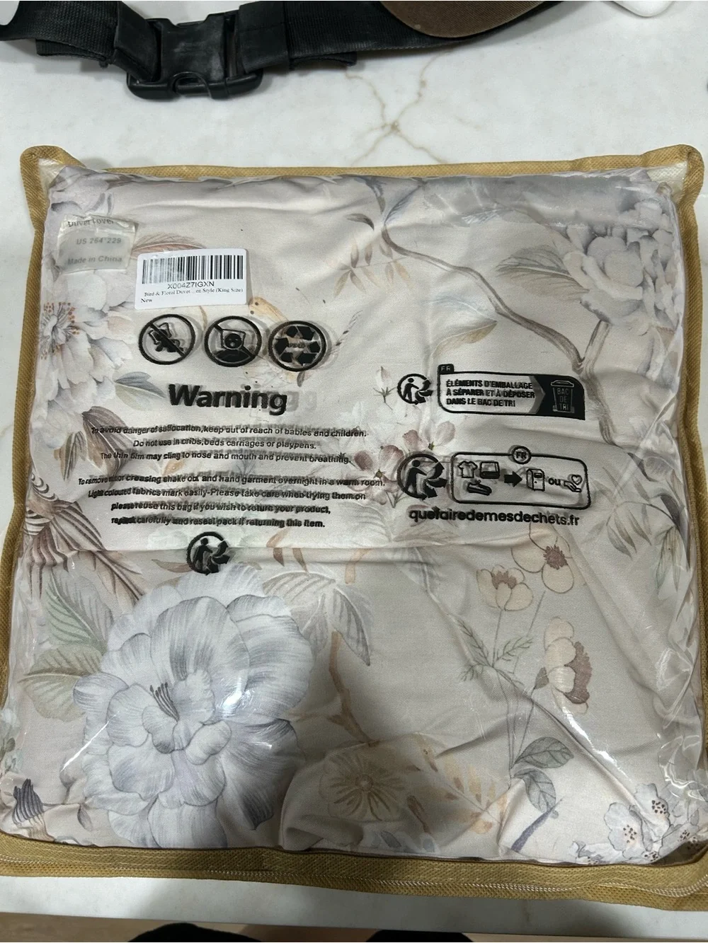 Bedding_Dreamer King Duvet Cover Set, 3-Piece 100% Cotton Twill Bird and Floral
